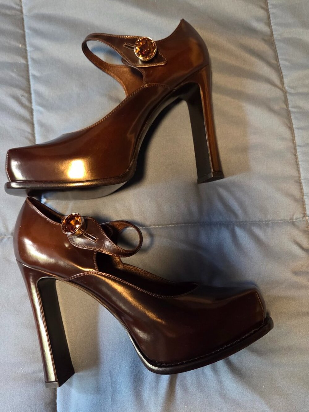 Louis Vuitton Platform Mary Jane Calf Leather Pumps Size 40